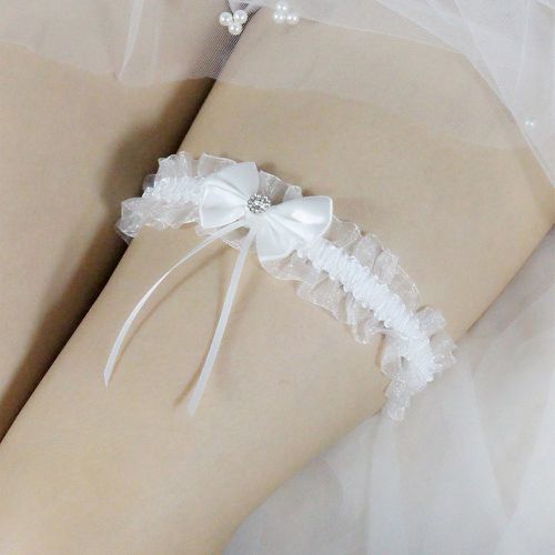 Porte-jarretelles à nœud & avec strass à plis de mariée - SHEIN - Modalova