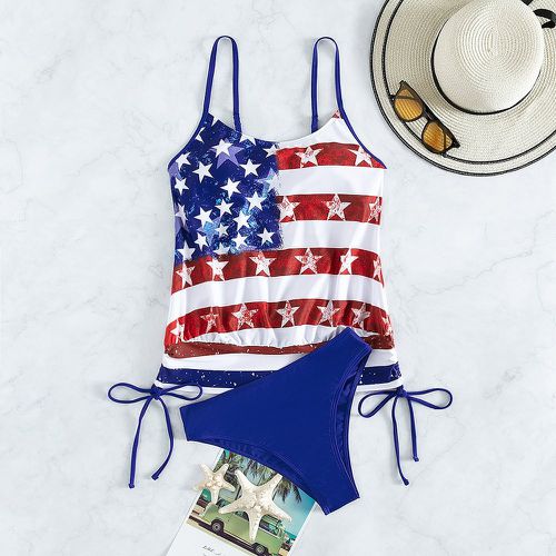 Bikini aléatoire à imprimé drapeau américain à cordon hipster - SHEIN - Modalova