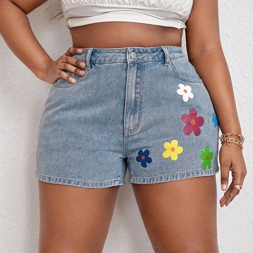 Short en jean taille haute à imprimé floral - SHEIN - Modalova