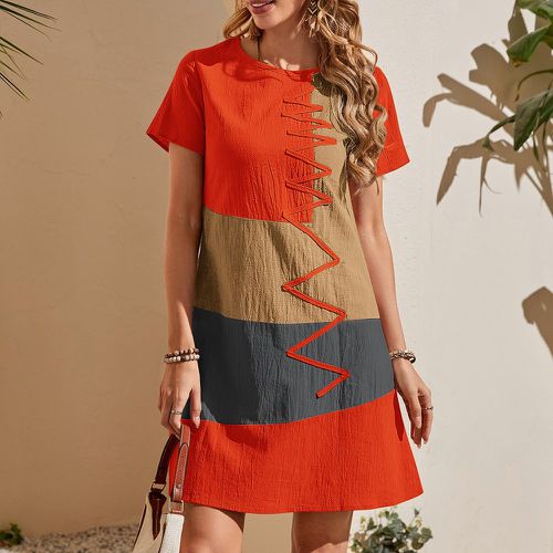 Robe tunique à blocs de couleurs à chevrons - SHEIN - Modalova