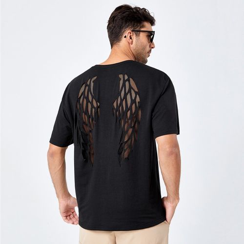 T-shirt à motif aile avec perforations avec tulle - SHEIN - Modalova