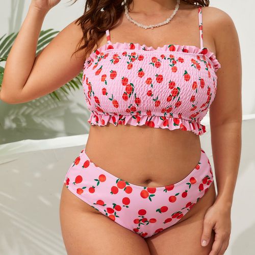 Bikini à imprimé fruit froncé à plis - SHEIN - Modalova