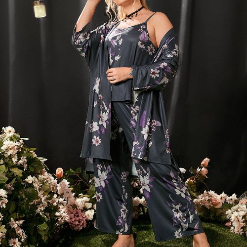 Ensemble de pyjama Top à fines brides à imprimé floral & pantalon & Peignoir - SHEIN - Modalova