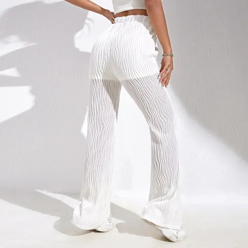 Pantalon bootcut taille haute texturé - SHEIN - Modalova