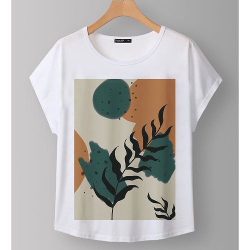 T-shirt à imprimé plante manches chauve-souris - SHEIN - Modalova