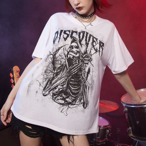 T-shirt oversize à imprimé squelette - SHEIN - Modalova