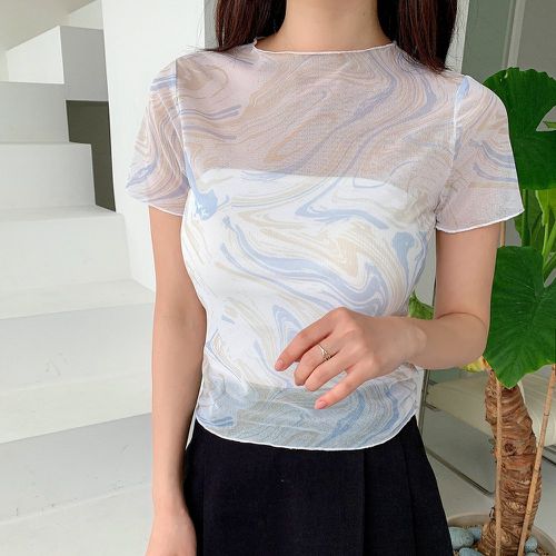 Top à imprimé marbré transparent (sans camisole) - SHEIN - Modalova