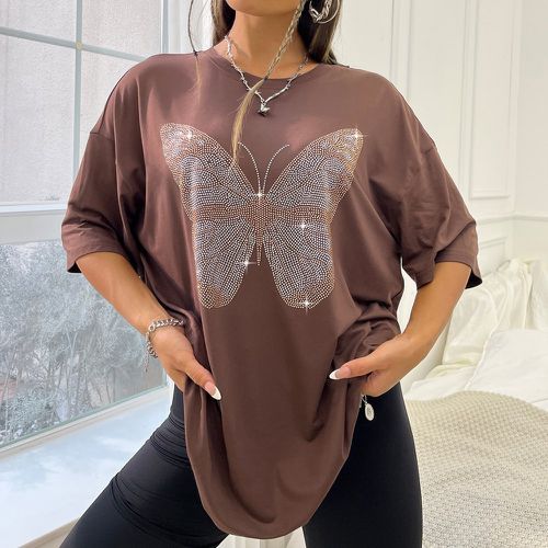 T-shirt papillon à strass - SHEIN - Modalova