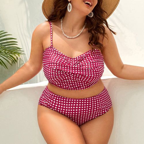 Bikini à imprimé géométrique à ruché taille haute - SHEIN - Modalova