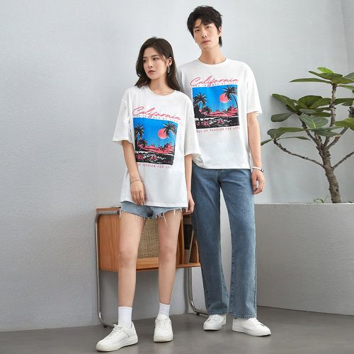 T-shirt à motif palmier et slogan - SHEIN - Modalova