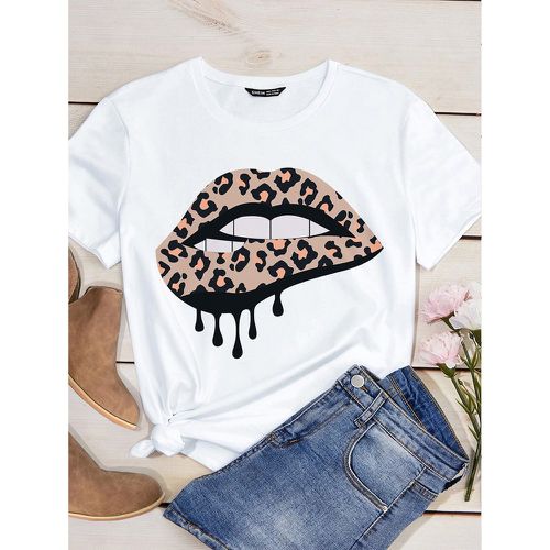 T-shirt léopard & à imprimé lèvre - SHEIN - Modalova