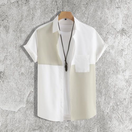 Chemise bicolore patch à poche (sans t-shirt) - SHEIN - Modalova