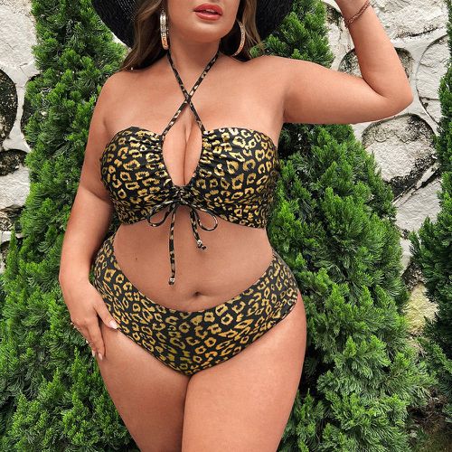 Bikini léopard croisé à cordon ras-du-cou taille haute - SHEIN - Modalova