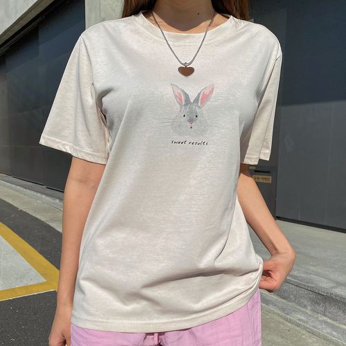 T-shirt à imprimé lettre et lapin - SHEIN - Modalova