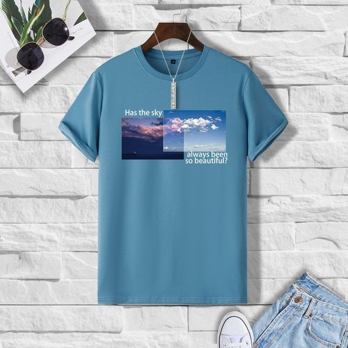 T-shirt slogan & à imprimé nuage - SHEIN - Modalova
