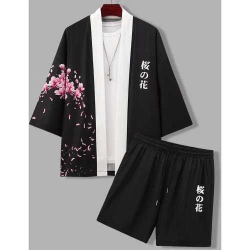 Fleuri & avec motif caractère japonais Kimono & Short (sans t-shirt) - SHEIN - Modalova