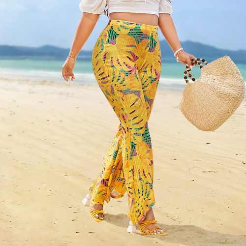 Pantalon taille haute à imprimé tropical évasé - SHEIN - Modalova
