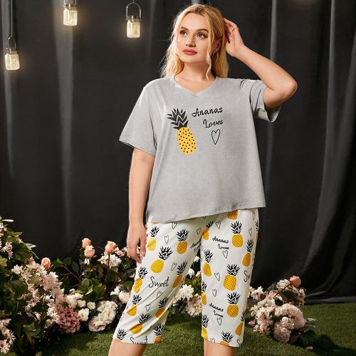 Ensemble de pyjama pantalon et t-shirt à imprimé ananas - SHEIN - Modalova