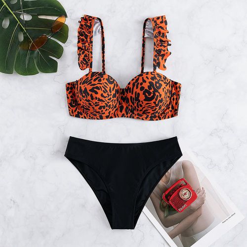 Bikini push-up léopard à plis - SHEIN - Modalova