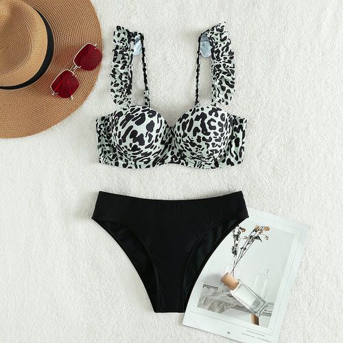 Bikini push-up léopard à plis - SHEIN - Modalova