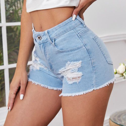 Short en jean curve taille haute déchiré - SHEIN - Modalova