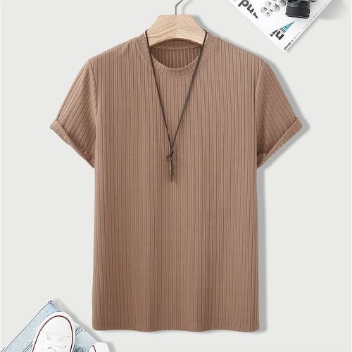 T-shirt unicolore côtelé sans collier - SHEIN - Modalova