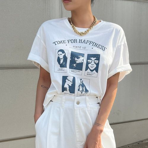 T-shirt à motif figure et slogan - SHEIN - Modalova