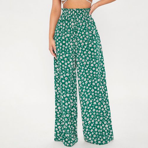 Pantalon ample à imprimé fleur à taille froncée - SHEIN - Modalova