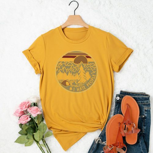 T-shirt slogan & arbre à imprimé - SHEIN - Modalova