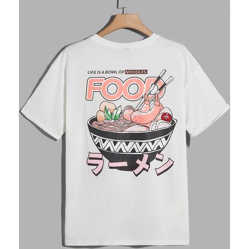 T-shirt à imprimé caractère japonais et nouille - SHEIN - Modalova