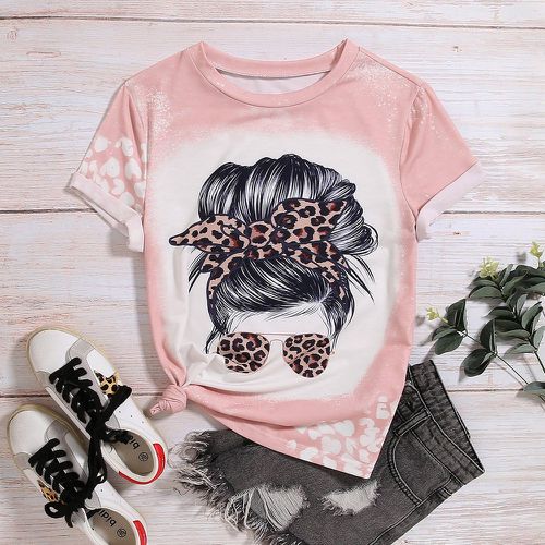 T-shirt léopard & figure - SHEIN - Modalova