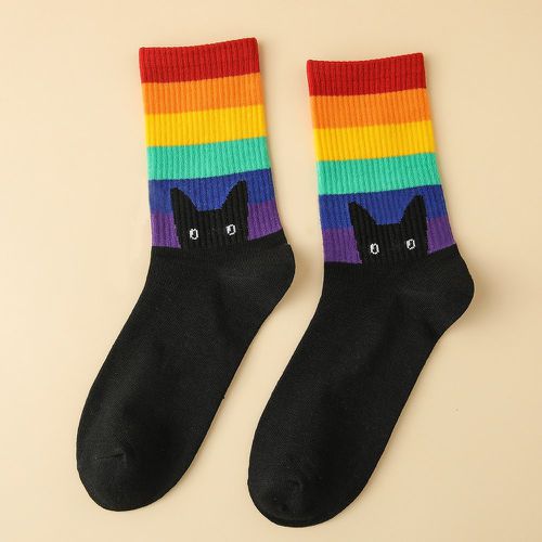 Chaussettes LGBT à imprimé chat et arc-en-ciel - SHEIN - Modalova