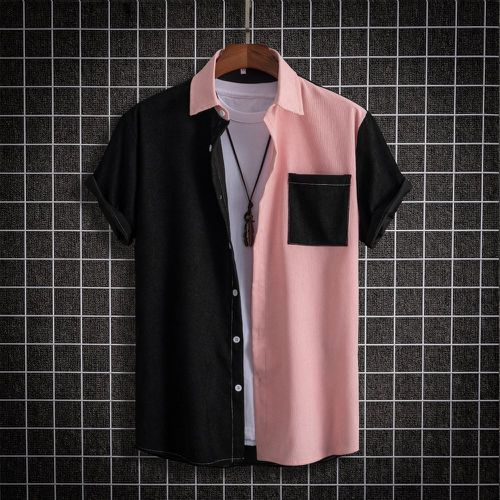 Chemise à blocs de couleurs à bouton à poche (sans t-shirt) - SHEIN - Modalova