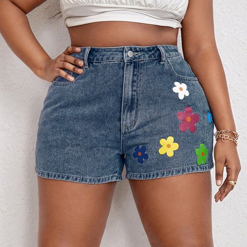 Short en jean taille haute à imprimé floral - SHEIN - Modalova