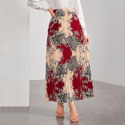 Jupe plissée taille haute à imprimé baroque - SHEIN - Modalova