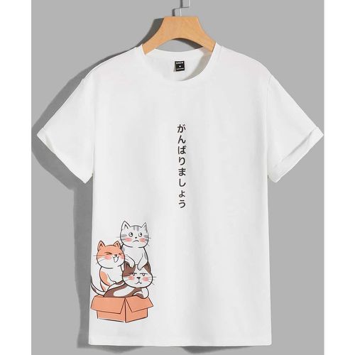 T-shirt à motif chat et slogan manches pattes - SHEIN - Modalova