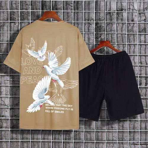 Short & T-shirt pigeon & à motif slogan - SHEIN - Modalova