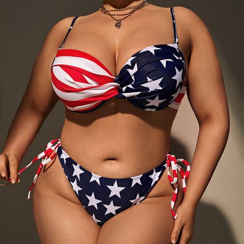 Bikini américaine à imprimé torsadé push-up à nœud - SHEIN - Modalova