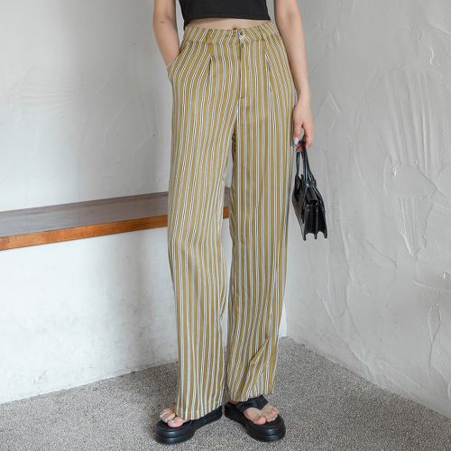 Pantalon tailleur à rayures à détail plié - SHEIN - Modalova