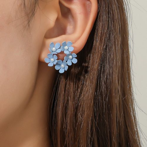 Clous d'oreilles à fleur à fausse perle - SHEIN - Modalova