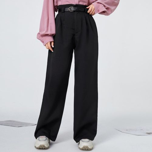 Pantalon taille haute plissé avec ceinture - SHEIN - Modalova