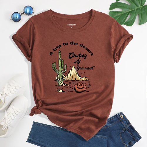 T-shirt à motif slogan et cactus - SHEIN - Modalova