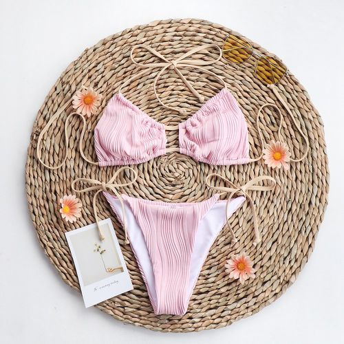 Bikini ras-du-cou texturé à nœud - SHEIN - Modalova