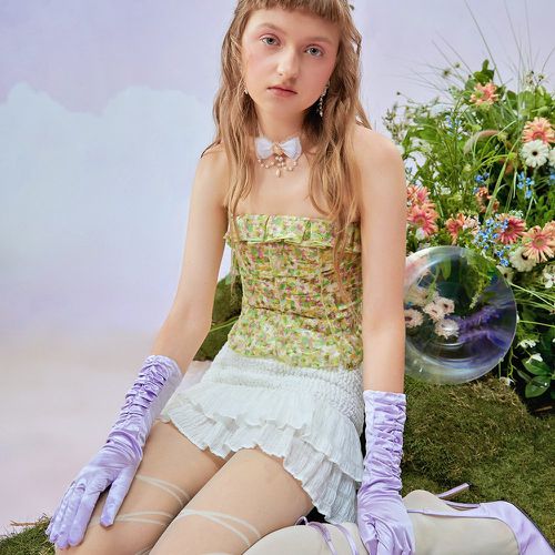 Top bandeau à imprimé floral à plis froncé sans gants - SHEIN - Modalova