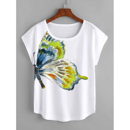 T-shirt à imprimé papillon manches chauve-souris - SHEIN - Modalova