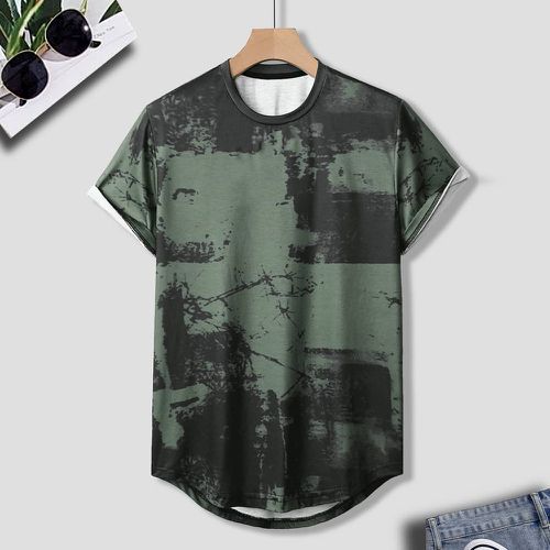 T-shirt asymétrique aléatoire à imprimé encre d'éclaboussure - SHEIN - Modalova