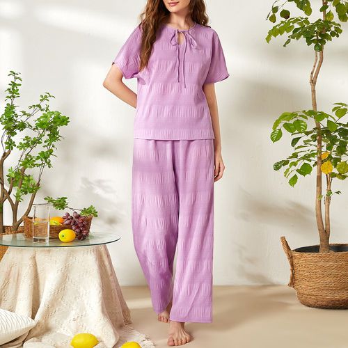 Ensemble de pyjama pantalon & top à nœud à manches chauve-souris - SHEIN - Modalova