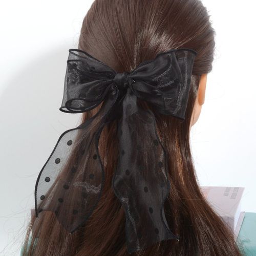 Élastique avec foulard pour cheveux à tulle à pois à nœud papillon - SHEIN - Modalova