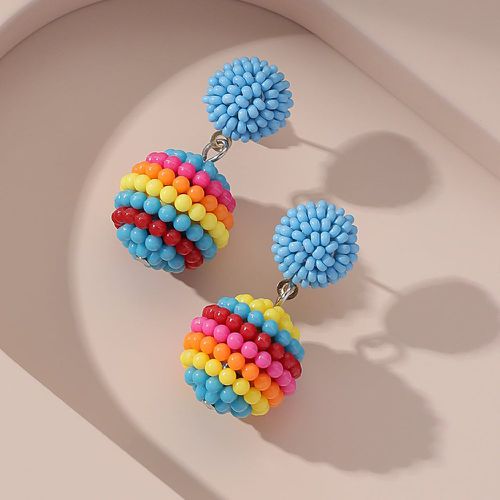 Pendants d'oreilles de couleur aléatoire perlé boule - SHEIN - Modalova