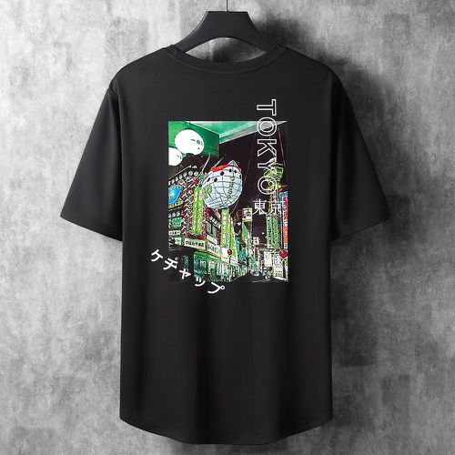 T-shirt bâtiment & lettre japonaise - SHEIN - Modalova
